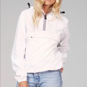 O8LIFESTYLE White Quarter Zip Packable Rain Jacket